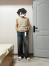 GXG男裝2024年寬松闊腿牛仔褲男藍(lán)色175/L 曬單實(shí)拍圖