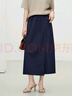 百家好（Basic House）Basic House/百家好純色松緊腰抽繩休閑褲夏季新款寬松設計感裙褲 藏青色 M 曬單實(shí)拍圖