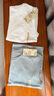 無印良品（MUJI）女式 雙股天竺編織法國袖T恤上衣打底衫內(nèi)搭女裝25年夏季BB2RPA5S 淺藍(lán)色 L (165/88A) 曬單實(shí)拍圖
