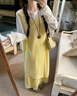 DGOV2025夏季不規則疊穿度假風(fēng)吊帶連衣裙女裝套裝花邊半身裙防曬長(cháng)裙 黃色連衣裙  單件 3XL 推薦135-145斤 曬單實(shí)拍圖
