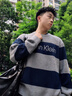 Calvin KleinJeans25秋冬新款男士羊毛混紡ck條紋提花打底針織衫毛衣4RD397G P7E-藍(lán)灰條紋 XL 曬單實(shí)拍圖