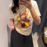 UR2025春季新款女裝趣味萌寵狗狗印花短袖T恤UYL450051 粉卡其 M 曬單實(shí)拍圖