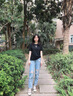 AEMAPE新款秋夏女裝高腰顯瘦破洞牛仔褲女寬松彈力時尚哈倫褲破洞老爹褲 主圖色 M 建議90-109斤 曬單實拍圖