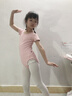 s.lemon兒童舞蹈服夏短袖芭蕾舞服體操服女童舞蹈練功服連體服藝術(shù)緊身衣 奶茶粉 150 曬單實(shí)拍圖