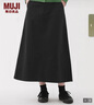 MUJI女式粗細不均棉線(xiàn)絲光斜紋A字裙長(cháng)半身裙女春季裙子女裝 BE1V8C5S 黑色 XL （165/74A） 曬單實(shí)拍圖