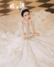 勤馳新品法式復(fù)古婚紗新娘主紗奢華重工大拖尾高級質(zhì)感出門紗 白色齊地婚紗 XXXL 均碼 曬單實(shí)拍圖