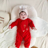 G.DUCKKIDS2025嬰兒連體服滿月寶寶衣服純棉春秋純棉內(nèi)衣紅色嬰兒百天服春秋 紅色雙福魚【有帽襪】 59cm 曬單實(shí)拍圖