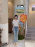 香影方領(lǐng)碎花上衣女2025夏裝新款純棉娃娃衫短袖寬松鎖骨綠色小衫 綠花 S 155/80A/85-95斤 曬單實(shí)拍圖