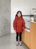 波司登（BOSIDENG）25年新款男女兒童短款5A抗菌4防面料大兜連帽羽絨服T250246915DS 深雅紅|1697 120 /60 約 110-120cm 22kg 曬單實拍圖