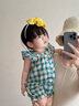 班喜迪嬰兒衣服夏季薄款嬰幼兒寶寶連體衣百天公主吊帶哈衣夏裝外出爬服 藍(lán)色 73cm 曬單實(shí)拍圖