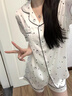 另約2025新款波點KT貓睡衣女夏季冰絲短袖三件套高級感甜美家居服套裝 50880 白KT三件套 L 曬單實拍圖
