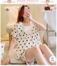 伊棠朵睡衣女夏季女生短袖短褲韓版甜美公主風(fēng)學(xué)生可愛(ài)兩件套睡衣家居服 2204愛(ài)心桃 2XL 【125-145斤】 曬單實(shí)拍圖