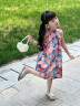 迪士尼女童吊帶連衣裙夏季2024新款兒童背心裙棉布洋氣寶寶碎花公主裙子 綠色 100 曬單實拍圖