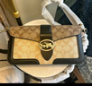 蔻馳（COACH）【官方授權(quán)店】coach女包酒神包腋下手提單肩斜挎包送女友老婆 5509IMRKY卡其色黑色 曬單實(shí)拍圖
