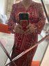 尚都比拉春秋中長(zhǎng)款印花紅色連衣裙氣質(zhì)女神范顯瘦度假裙子 紅花 XL  曬單實(shí)拍圖