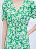 LILY【專(zhuān)柜甄選】秋新款女裝含真絲復古印花泡泡袖垂感連衣裙 309翠綠 S 曬單實(shí)拍圖