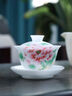 陌上纖虹國風(fēng)手繪白皙玉泥三才蓋碗帶蓋茶杯茶盞陶瓷功夫茶具泡茶碗主人杯 榮華富貴A款 曬單實(shí)拍圖