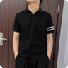 衣然呈品男士POLO衫短袖韓版潮流T恤ins潮牌半袖2025新款夏季百搭上衣男裝 黑色 XL 【建議120-140斤】 曬單實(shí)拍圖