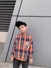 G.DUCKKIDS兒童裝男童春裝襯衫2025新款春秋款中大童男孩春季帥氣格子襯衣潮 橘色 150 cm 曬單實(shí)拍圖