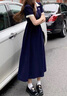 妙奕嘉大碼polo領(lǐng)連衣裙裙子女2025夏季新款高級感減齡遮肚子學(xué)院風(fēng)長裙 海軍領(lǐng)藏藍(lán)色Polo收腰長裙 XL 【建議115-130斤】 曬單實拍圖