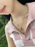 法蔻輕奢四葉草項鏈女新款珠寶首飾七夕圣誕節生日禮物送女友老婆 玫瑰金色紅瑪瑙 曬單實(shí)拍圖