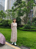 她池V領(lǐng)連衣裙2025春夏新款女裝法式優(yōu)雅中長(zhǎng)款高腰印花裙 曬單實(shí)拍圖