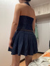 素織錦掛脖純欲連衣裙女裙子夏季女裝性感辣妹套裝v領無袖露肩吊帶短裙 掛脖辣妹無袖連衣裙+腰帶 L 【推薦體重110-140斤】 曬單實拍圖