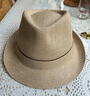 百帽王出口高檔亞麻禮帽男英倫紳士帽夏季遮陽(yáng)帽草帽涼帽中老年老頭帽子 麻本色（100%純粗麻） 加大可調節60-61 曬單實(shí)拍圖