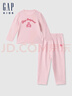 Gap【大小童同款】女童雙面磨毛長袖睡衣套裝646205 粉色 110 cm(4-5歲) 亞洲尺碼 曬單實(shí)拍圖