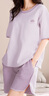 都市麗人女士睡衣女100%純棉短袖短褲春夏季帶胸墊全棉女士家居服女可外穿 曬單實(shí)拍圖