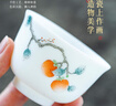 鈺銓龍門 手繪柿柿如意云雅杯 高檔德化羊脂玉白瓷素?zé)沾墒止て奋瓎蝹€ 手繪柿柿如意云雅杯 80ml 1個 曬單實拍圖