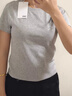 森馬短袖T恤女短款字母插肩袖緊身2025夏季新款時(shí)尚燙鉆衣服氣質(zhì) 中花灰00510 M 曬單實(shí)拍圖