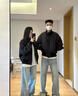班豹賓美式高街cleanfit短款飛行夾克棉服男外套秋冬季棉羽衣服絨棉襖潮 黑色（羽絨棉服常規(guī)款） XL 120-150優(yōu)先發(fā)貨 曬單實(shí)拍圖