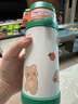 Diller兒童保溫杯小學(xué)生不銹鋼吸管水杯幼兒園便攜水壺耐摔直飲喝水杯子 綠色 350ml （吸管蓋+直飲蓋） 曬單實(shí)拍圖