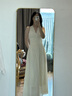 微光里法式白色無袖掛脖v領(lǐng)連衣裙女2025夏季新款絕美收腰顯瘦大擺長裙 掛脖收腰連衣裙【米白色 M】 曬單實拍圖
