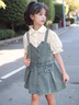 MOKITOUL女童夏季牛仔套裝2025新款背帶短裙洋氣兒童短袖潮酷穿搭韓系夏裝 白色襯衣+牛仔吊帶+牛仔裙子套3 150 cm 曬單實(shí)拍圖