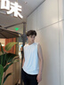 名創(chuàng  )優(yōu)品（MINISO）美式oversize大碼背心男夏季冰絲無(wú)袖汗衫青少年休閑外穿跨欄坎袖 白色(純色) M 170(30天質(zhì)量問(wèn)題全額退) 曬單實(shí)拍圖