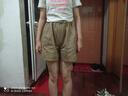 WNBR棉麻短褲女2025夏季新款百搭顯瘦寬松直筒高腰闊腿休閑五分褲 咖色 M 105-115斤 曬單實(shí)拍圖