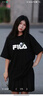 FILA 斐樂女裝T恤2025年秋季新款短袖情侶同款純棉熊貓短t上衣男女 正黑色-BK M 170/92A/M 曬單實(shí)拍圖