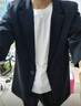 莫代爾夏季新款韓版潮流冰絲薄款短袖西服外套男生輕熟風(fēng)痞帥休閑小西裝 卡其色 3XL 160-180斤 曬單實(shí)拍圖
