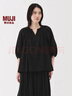 無印良品（MUJI）女式 強捻短袖罩衫 t恤上衣打底衫女款內搭女裝25年夏季 BC2LLC5S 黑色 XL (165/92A) 曬單實拍圖