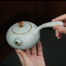 青澹汝窯茶壺側(cè)把壺茶具功夫茶景德鎮(zhèn)汝瓷唐羽壺240ml 唐羽壺 不開片慈字底款 240ml 240ml 曬單實拍圖