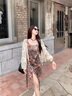 鳳蝶兒連衣裙子女夏季2025新款韓版早秋復古港風休閑度假美式甜辣妹顯瘦 開衫+吊帶裙 S 曬單實拍圖