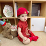 G.DUCKKIDS小黃鴨寶寶周歲禮服夏季紅色短袖百日宴嬰兒衣服夏季薄款0-6個(gè)月 紅色喜慶抓周服 66cm 66碼0-3月建議寶寶4-6公斤 曬單實(shí)拍圖
