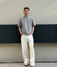 迪伽達(dá)短袖T恤男夏季高街潮流百搭設(shè)計(jì)感小領(lǐng)口t恤美式情侶休閑半袖上衣 CLB-T10灰色 XL 曬單實(shí)拍圖