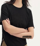 森馬（Semir）森柔棉|短袖T恤女短款純色小心機顯瘦夏氣質(zhì)純棉開(kāi)叉上衣百搭 黑色90001 S 曬單實(shí)拍圖
