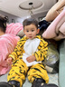 G.DUCKKIDS童裝兒童睡衣春秋季小恐龍衣服男童家居服純棉連體睡袋女孩 小老虎黃色【秋冬法蘭絨】 110 尺碼4~5歲【100-110cm】 曬單實(shí)拍圖