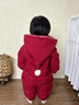 班喜迪嬰兒羽絨服連體衣冬季女寶寶連帽衣服白鴨絨哈衣爬服冬裝外出抱服 紅色 80 充絨量：74g 曬單實(shí)拍圖