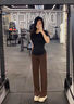 lululemonLLmon大口袋磨毛休閑百搭窄版闊腿褲外穿顯瘦運(yùn)動(dòng)瑜伽長(zhǎng)褲 板栗色 板栗色 M （4）100-115 曬單實(shí)拍圖