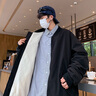 啄木鳥雙面穿棒球棉服男士外套秋冬季新款美式棉衣棉襖加厚羽加絨服男 米杏色 L (建議125-145斤) 曬單實拍圖